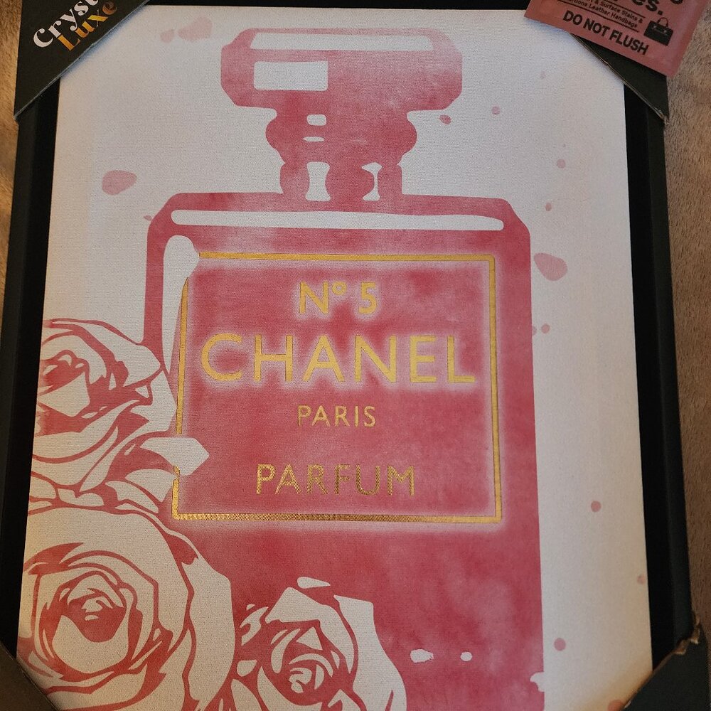 NWT Luxury Canvas Wall Decor Chanel No 5 Roses